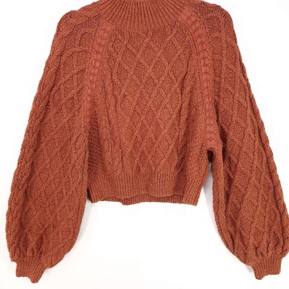 FREE PEOPLE Cozy Cable Knit Sweater - Rust - Picture 5 of 14